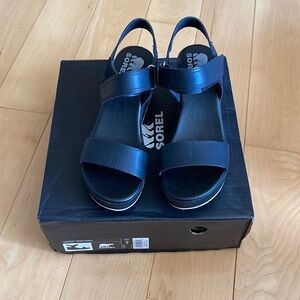 Sorel, Cameron Wedge Sandal, Size 9, Black